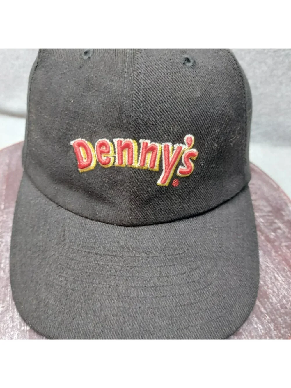 Dennys Black Adjustable Baseball Cap With‎ Embroidered Logo And Metal Clasp